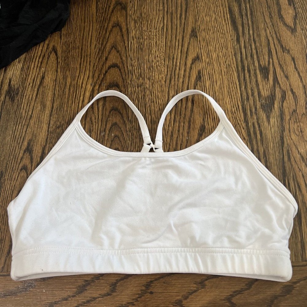 Lorna Jane Sports Bra White Small - Logo on Back - Pammy High Support